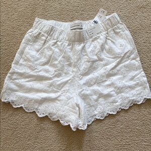Abercrombie & Fitch High Waist White Eyelet Shorts